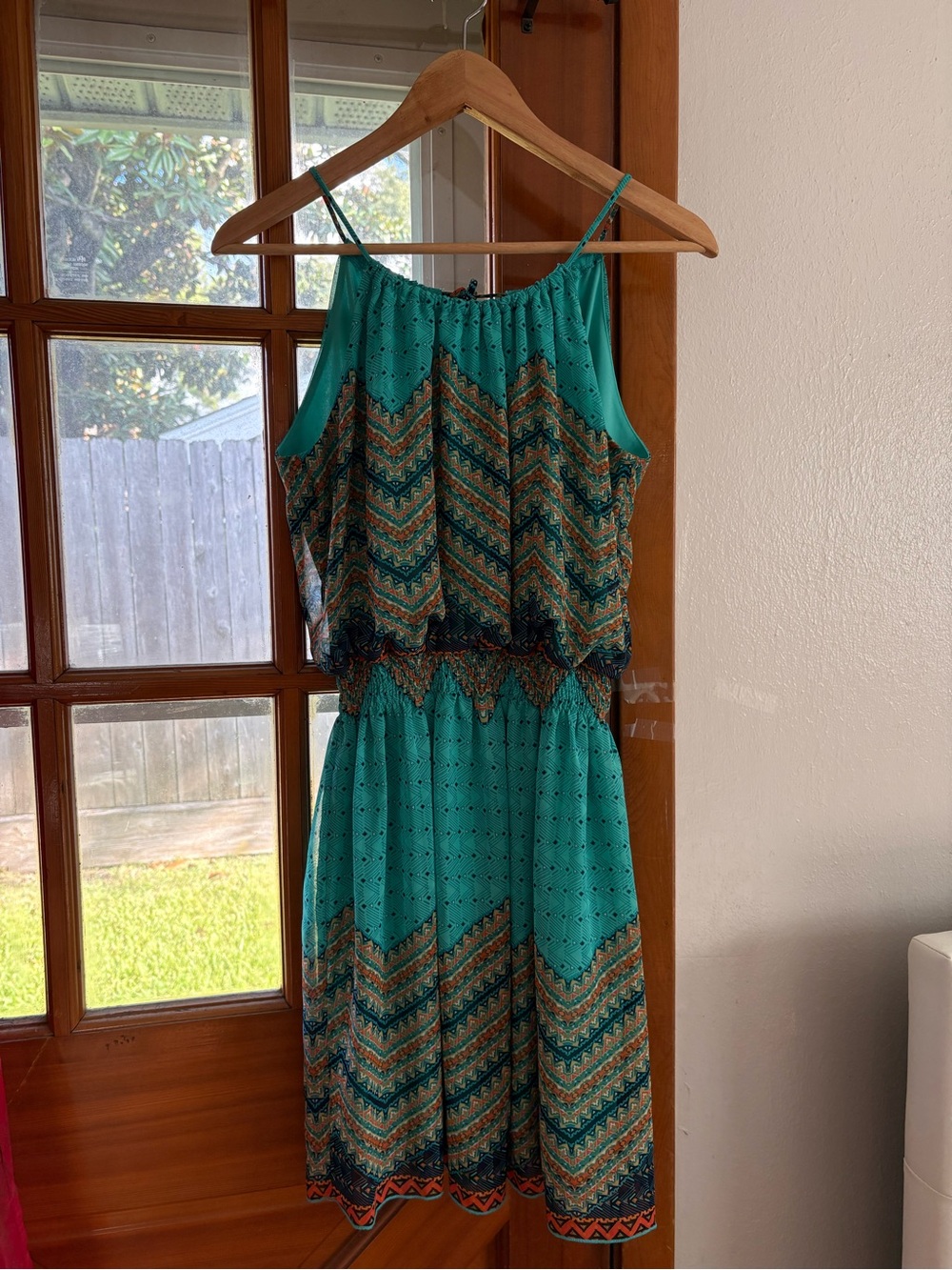 Sweet Storm Sleeveless Halter Y2K Boho 2010s Vintage Hippie Turquoise Dress